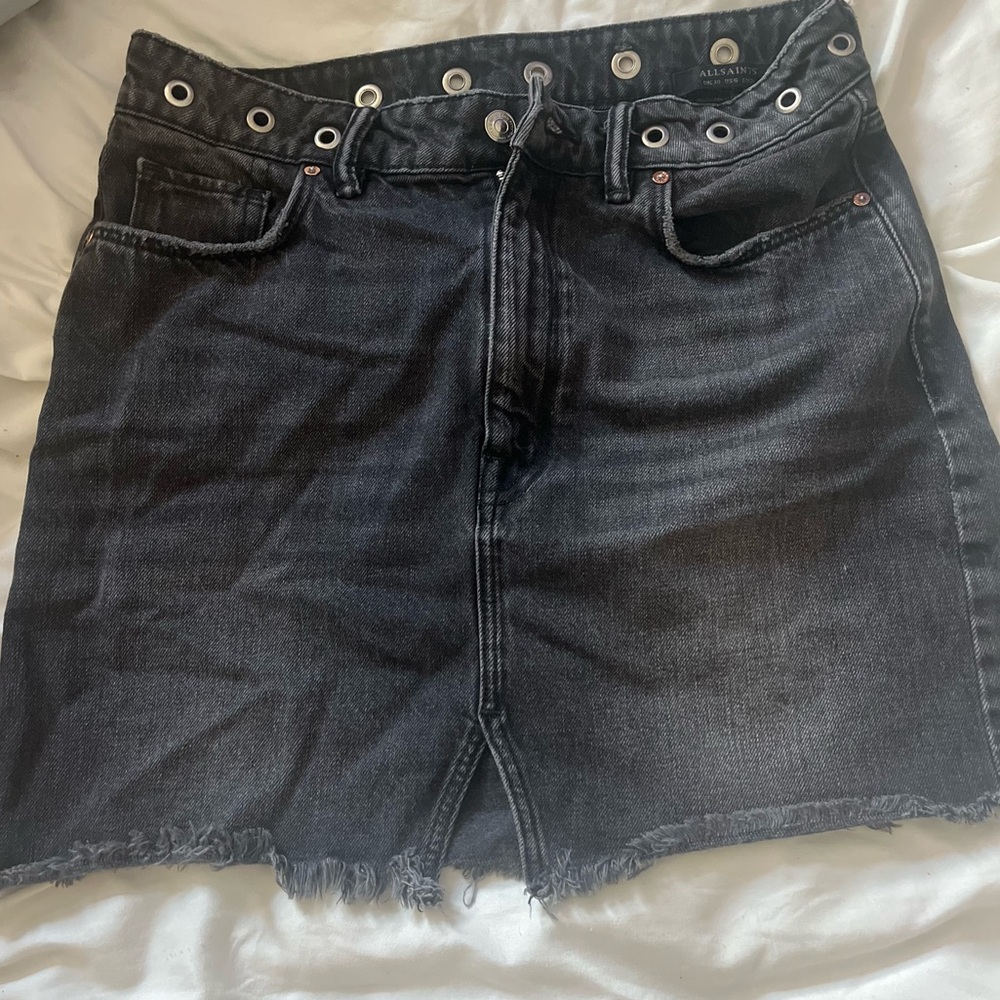 All saints black mini skirt, gently used